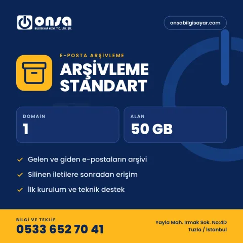 10. E-Posta Arşivleme Standart Paket