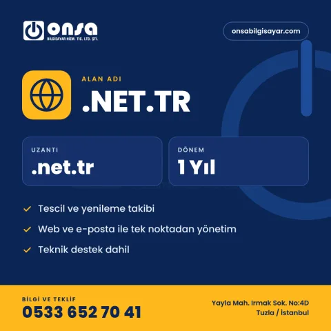 17. .net.tr Alan Adı Tescili (1 Yıl)